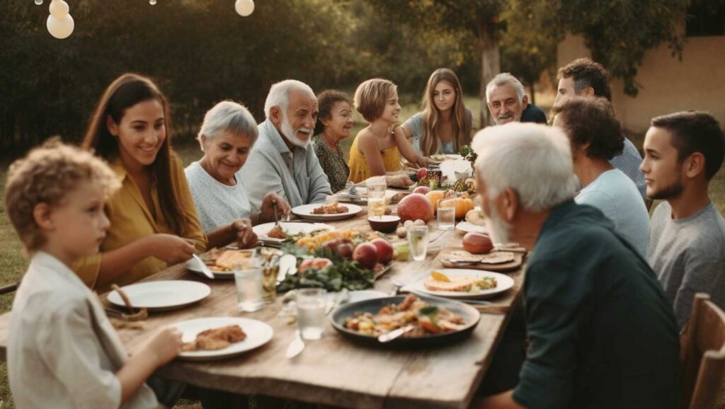 Family Caregiving group celebrating dinner together